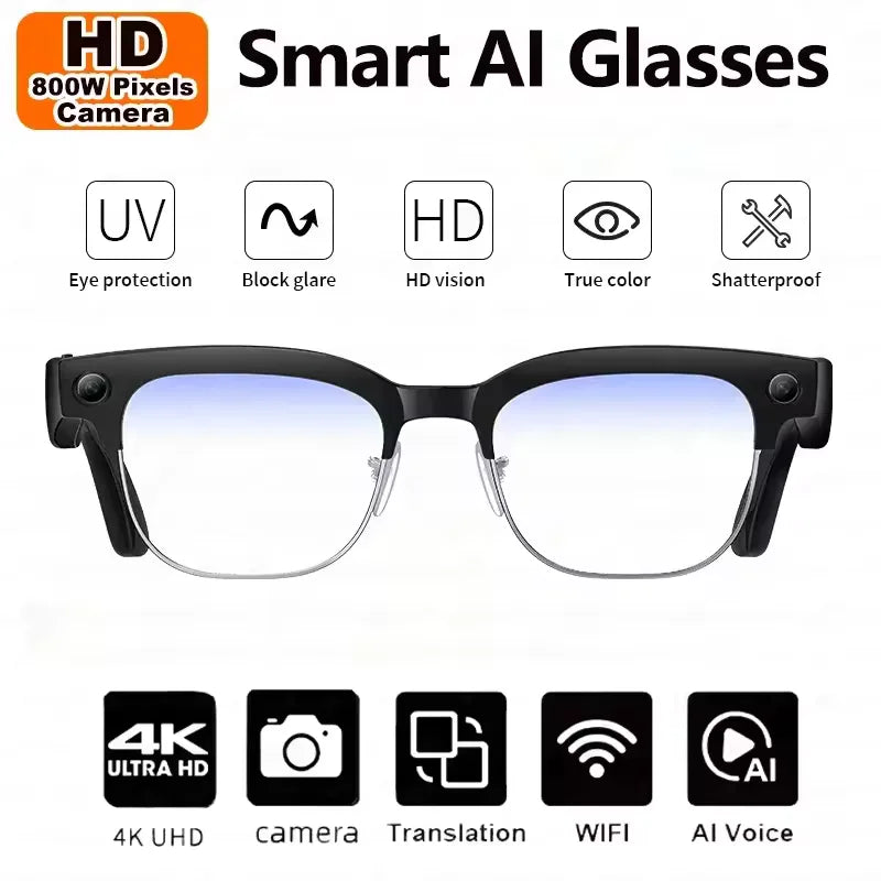Lunettes Connectées IA KULANNDER 2025 — Caméra 8MP, Traduction 100+ Langues, Appels BT, ChatGPT | CLEVI Paris