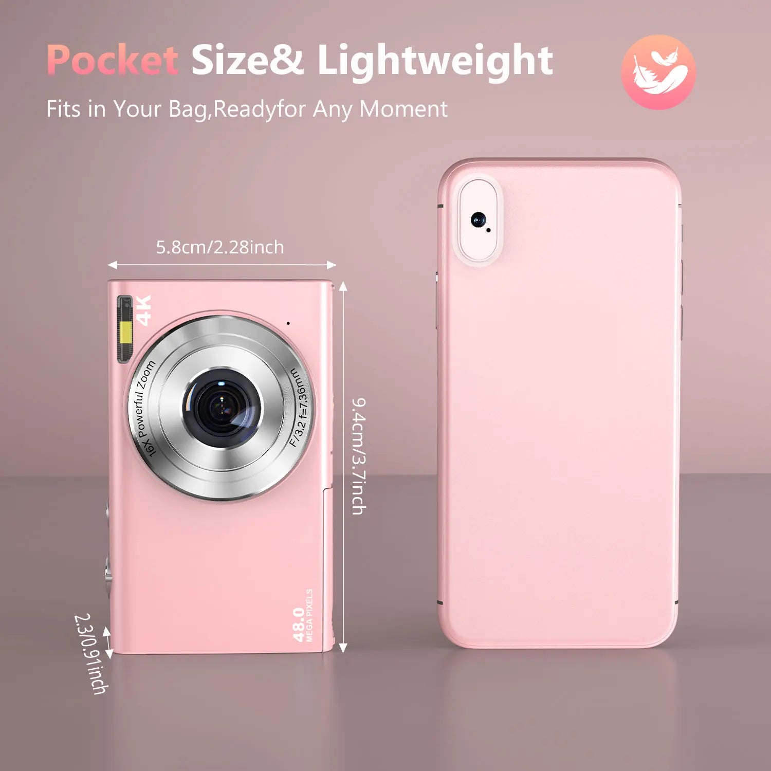 Appareil Photo Numérique 4K Autofocus 48MP – Écran 2,8", Zoom 16x, Carte 32Go en Option – Idéal Débutants & Enfants