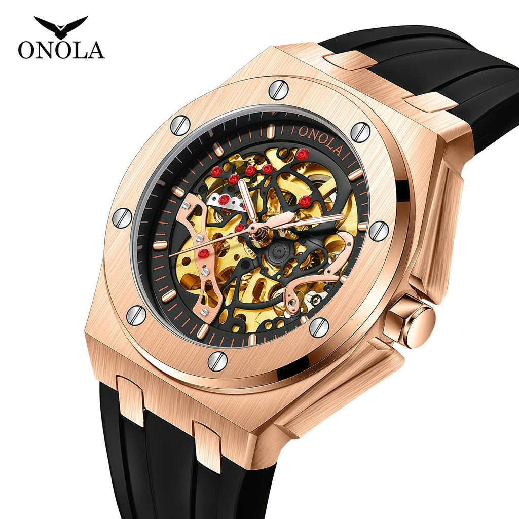 ONOLA Montre Automatique Homme Squelette Sport Silicone Étanche Multicolore – CLEVI Paris