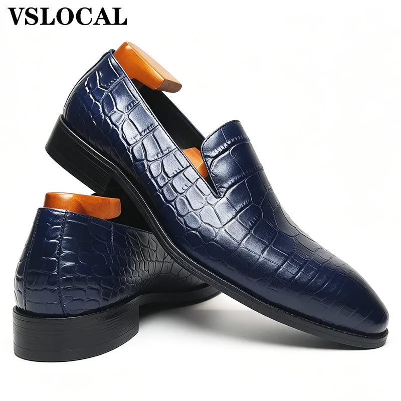 Mocassins Homme Luxe Cuir Véritable Imprimé Crocodile Slip-On – CLEVI Paris