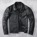 Veste homme en cuir de vache, col rond – CLEVI Paris