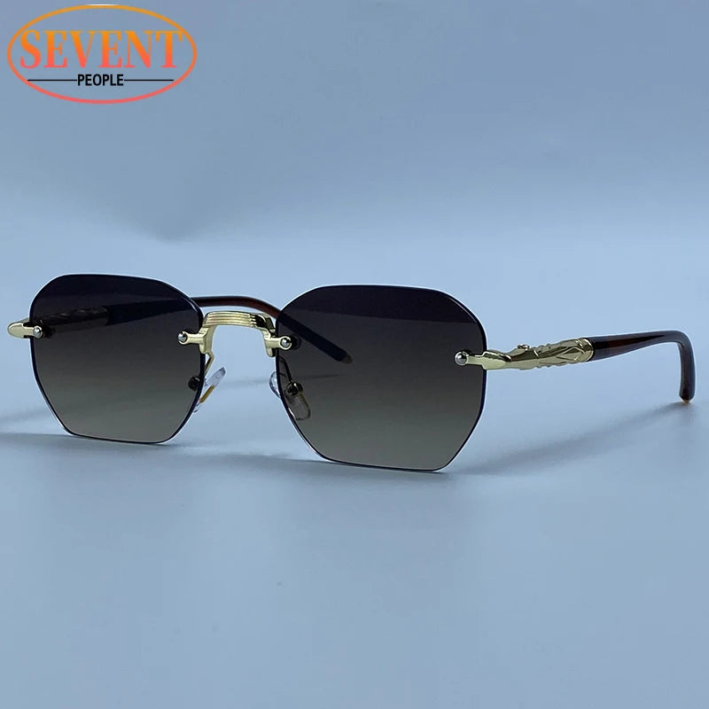 Lunettes de Soleil Steampunk Sans Monture Homme – Style Vintage Polygone UV400 – CLEVI Paris