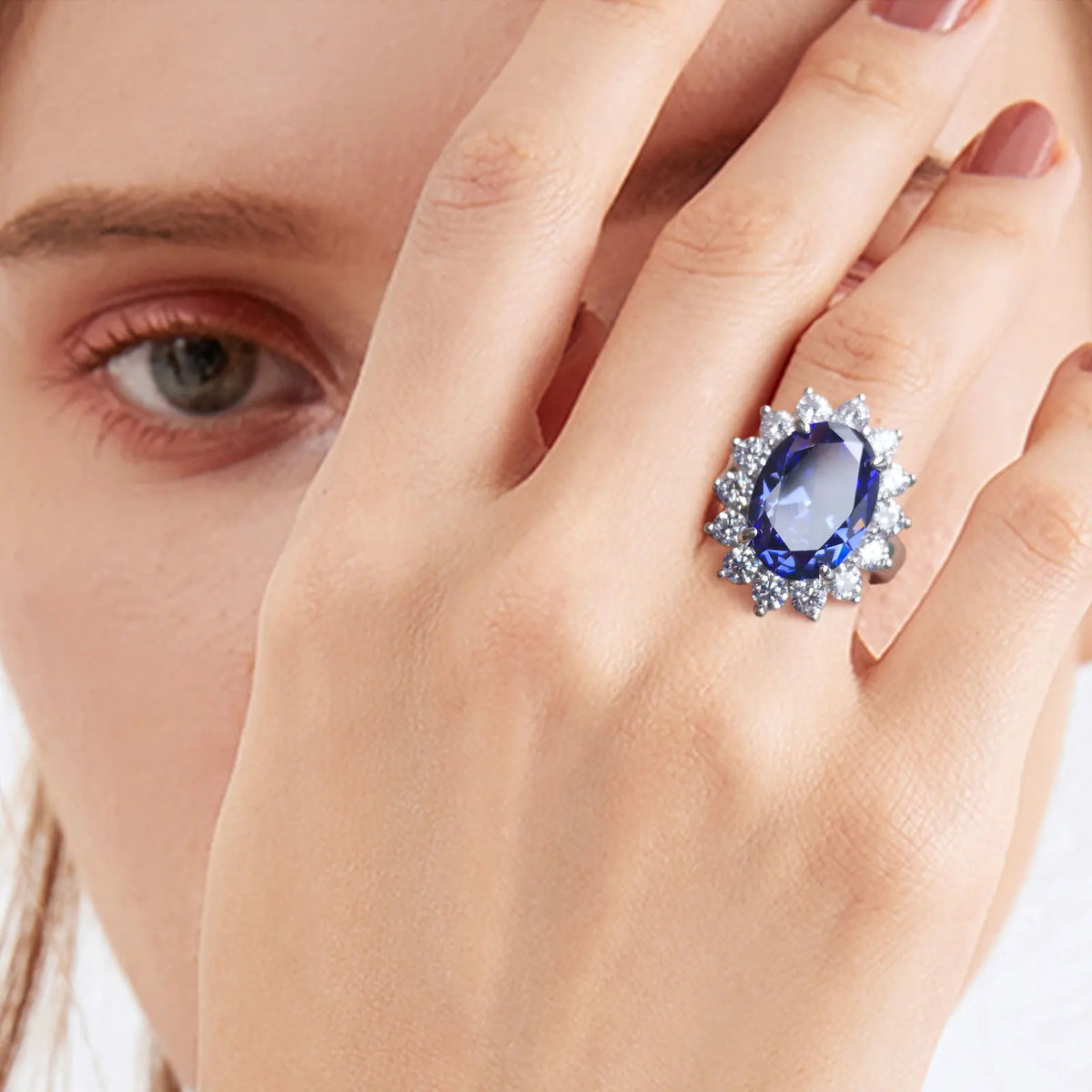 Bague Femme Vintage Tanzanite Créée Ovale Or Blanc – CLEVI Paris