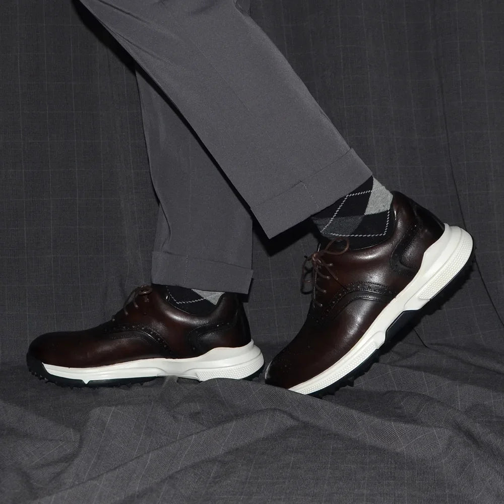 Sneaker Outdoor Homme Cuir Véritable | Golf Randonnée Antidérapant 3 Coloris