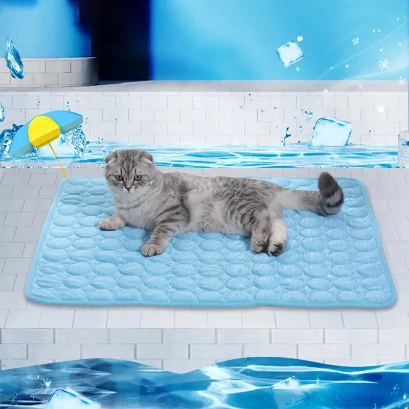 Tapis Rafraîchissant Été Chien Chat Soie Glacée Lavable 40x30 & 50x40cm – CLEVI Paris