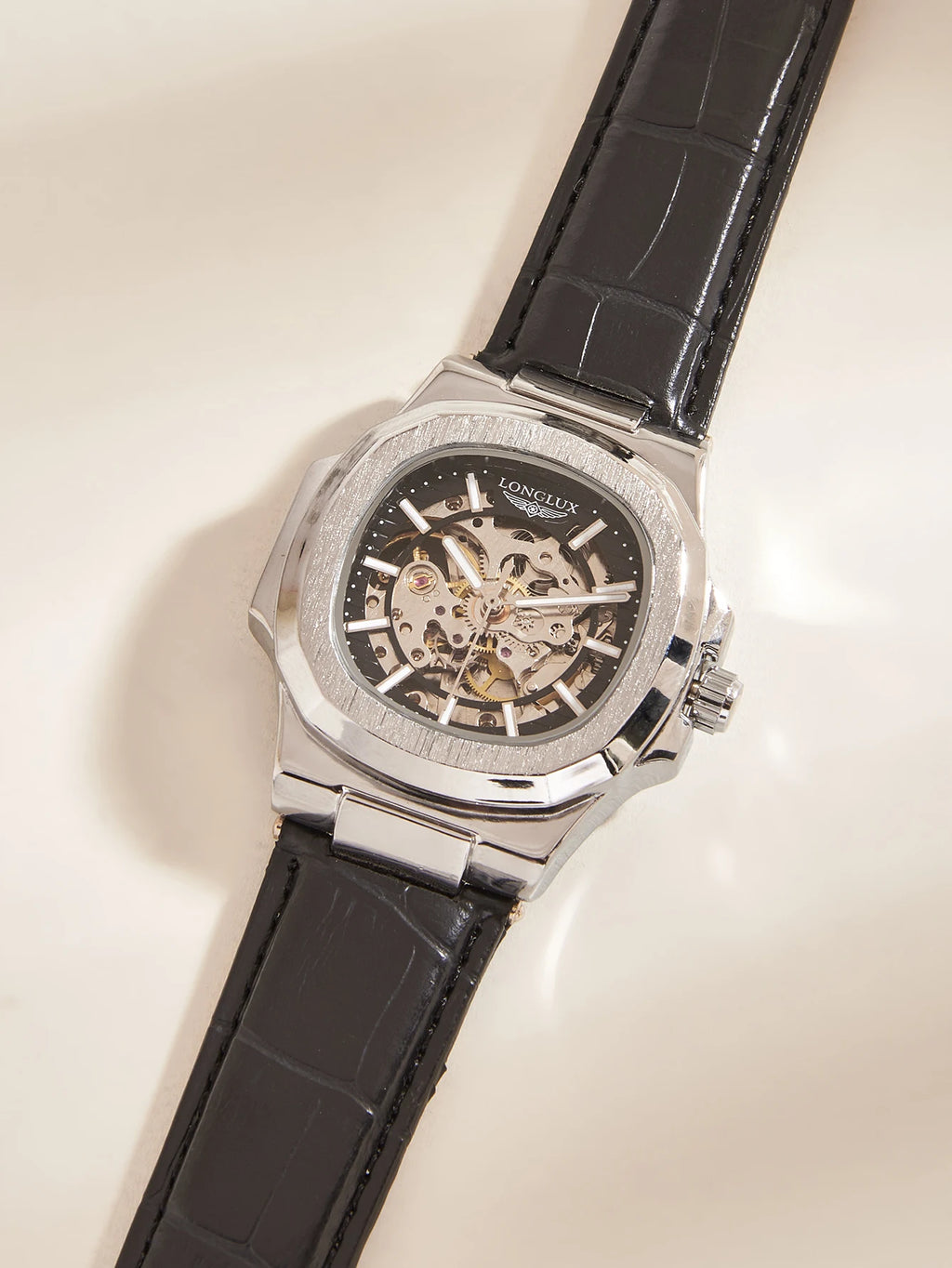 Montre Mécanique Homme LONGLUX 8057P – Squelette Automatique, Cuir & 7 Coloris