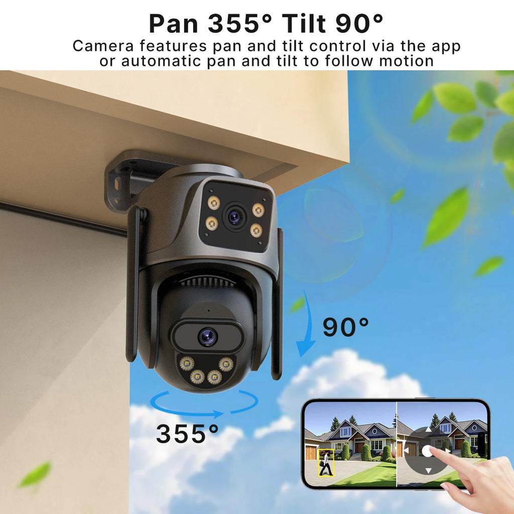 Pack Caméras IP WiFi Double Objectif 6MP PTZ – Détection Humaine Vision Nocturne Couleur IP66 ICSee – CLEVI Paris