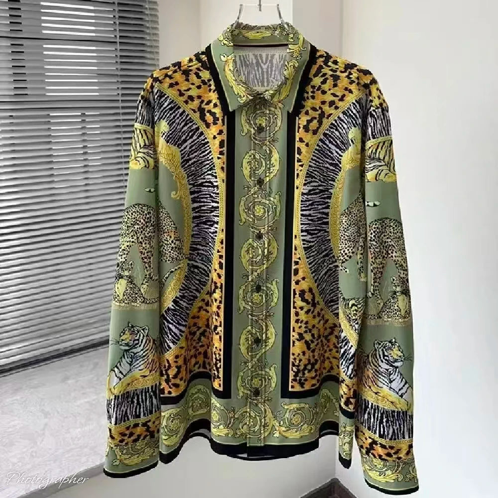 Chemise Homme Manches Longues – Impression 3D | Style Européen | Grande Taille