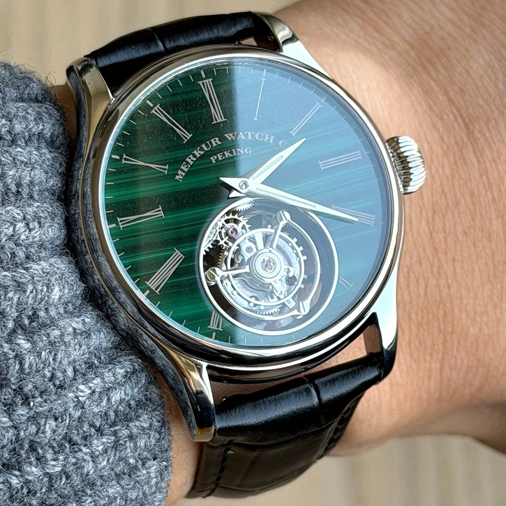 Montre Mécanique Tourbillon MERKUR Cadran Pierre Naturelle Saphir – CLEVI Paris