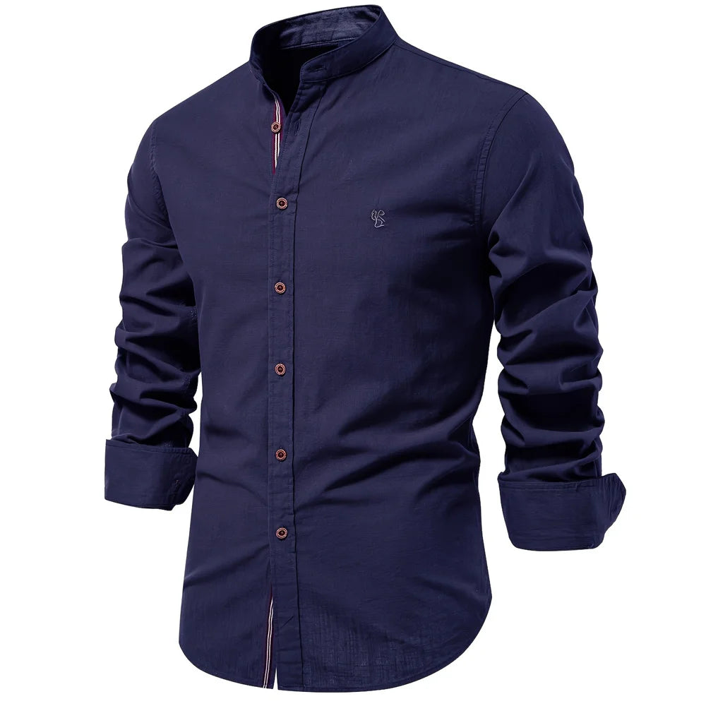 Chemise Homme 100% Coton – Manches Longues, Coupe Droite, Style Casual Premium