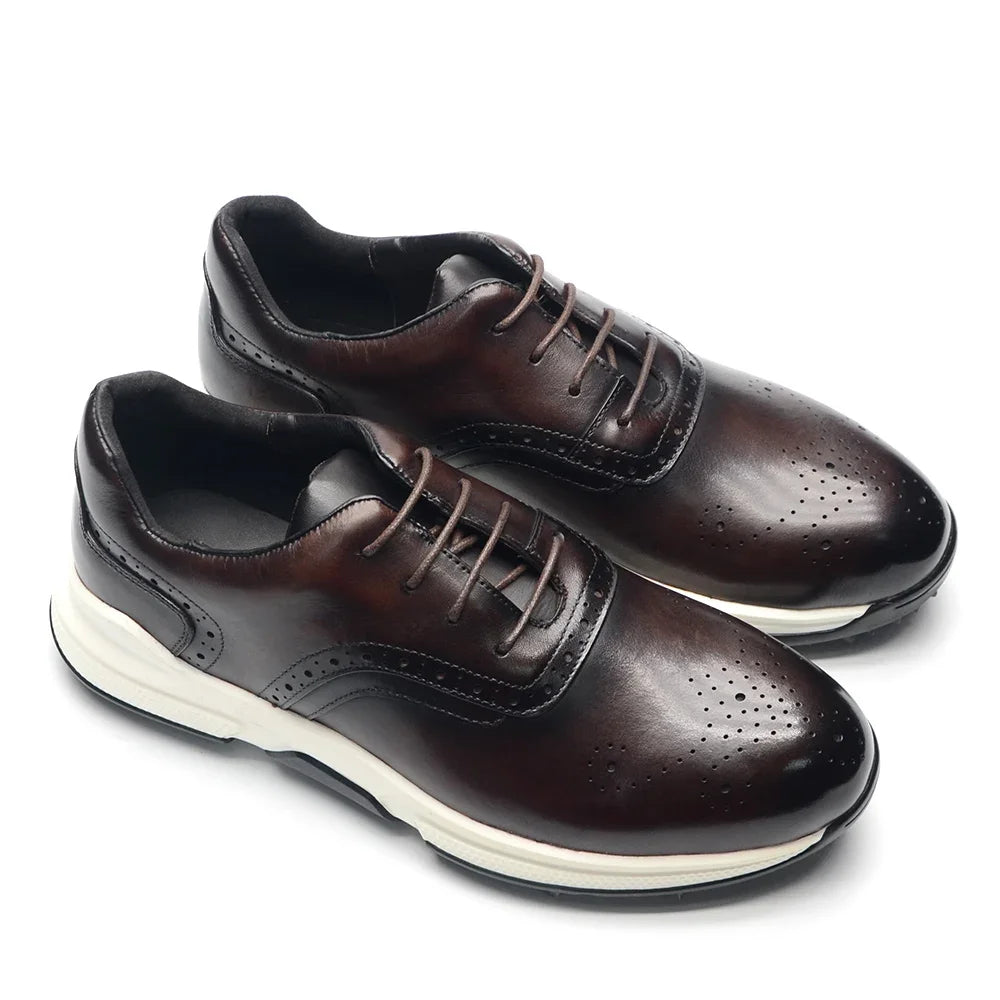 Sneaker Outdoor Homme Cuir Véritable | Golf Randonnée Antidérapant 3 Coloris