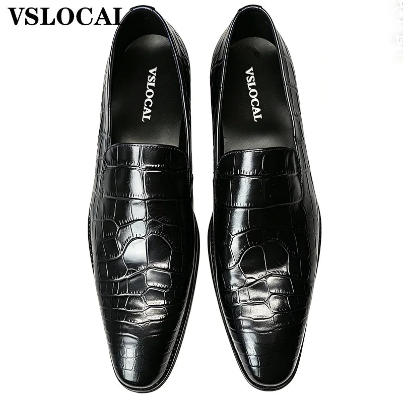 Mocassins Homme Luxe Cuir Véritable Imprimé Crocodile Slip-On – CLEVI Paris