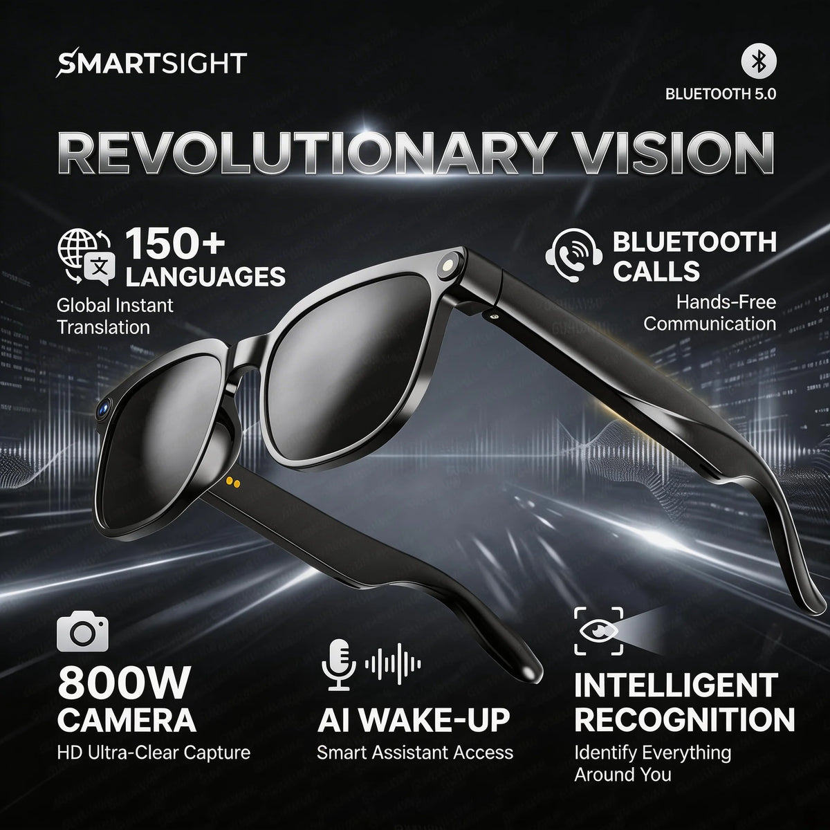 Lunettes IA 4K 8MP WiFi ChatGPT Traduction 150 Langues – CLEVI Paris