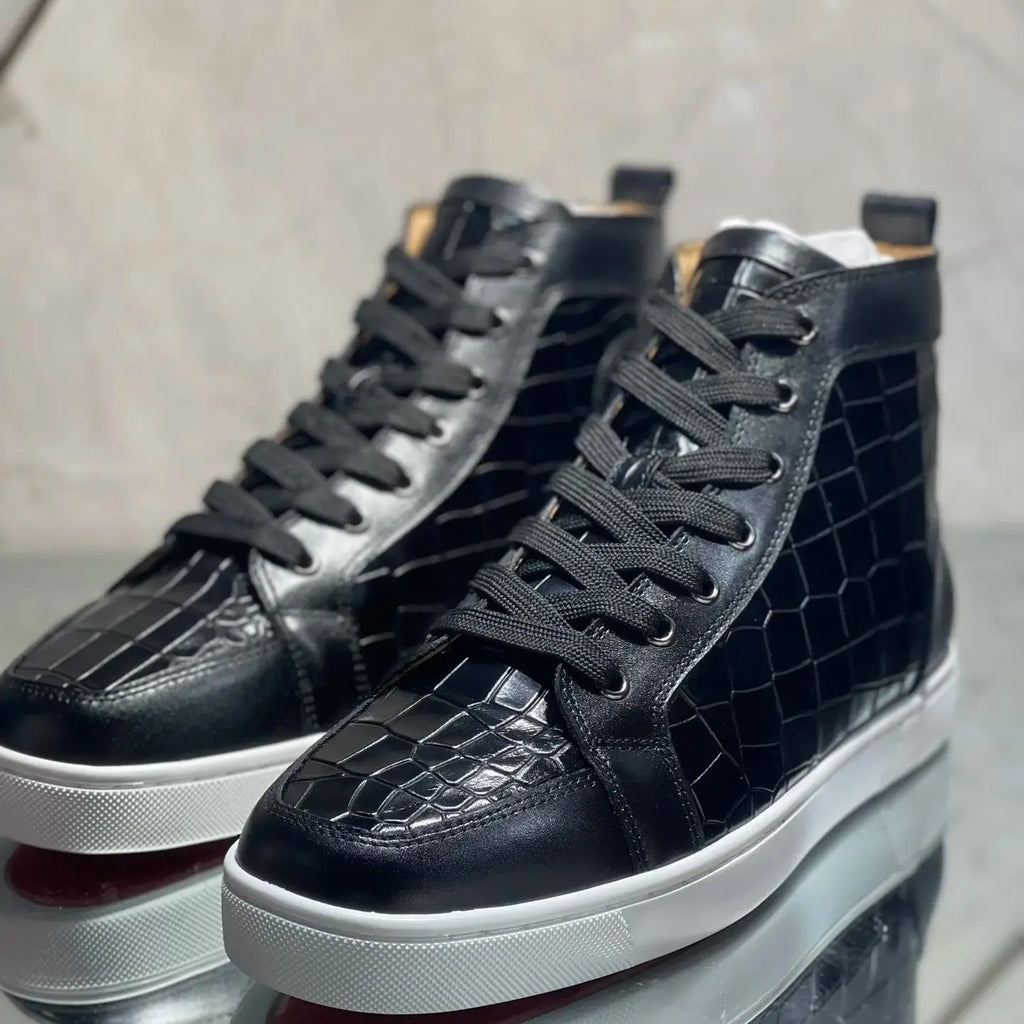 Sneakers Homme Cuir Suède Bleu Rivets Semelle Rouge Style Luxe – CLEVI Paris