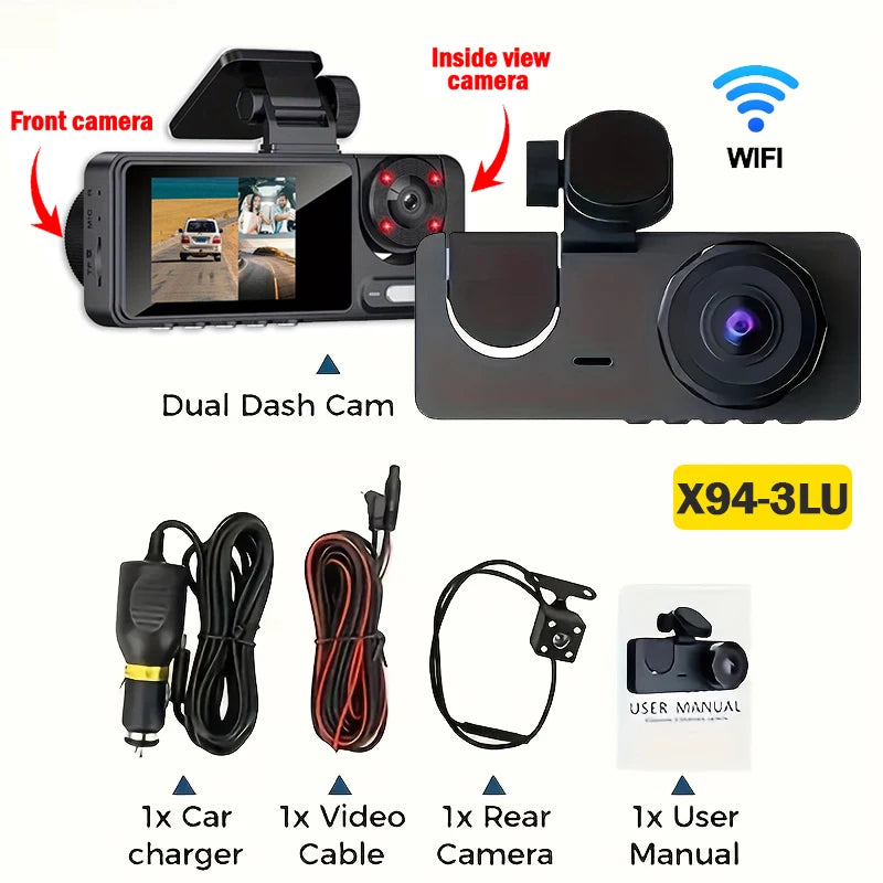 Dashcam 2/3 Canaux 1080p WiFi – Capteur Sony, Vision Nocturne Starlight, G-Sensor, Surveillance Parking – CLEVI Paris