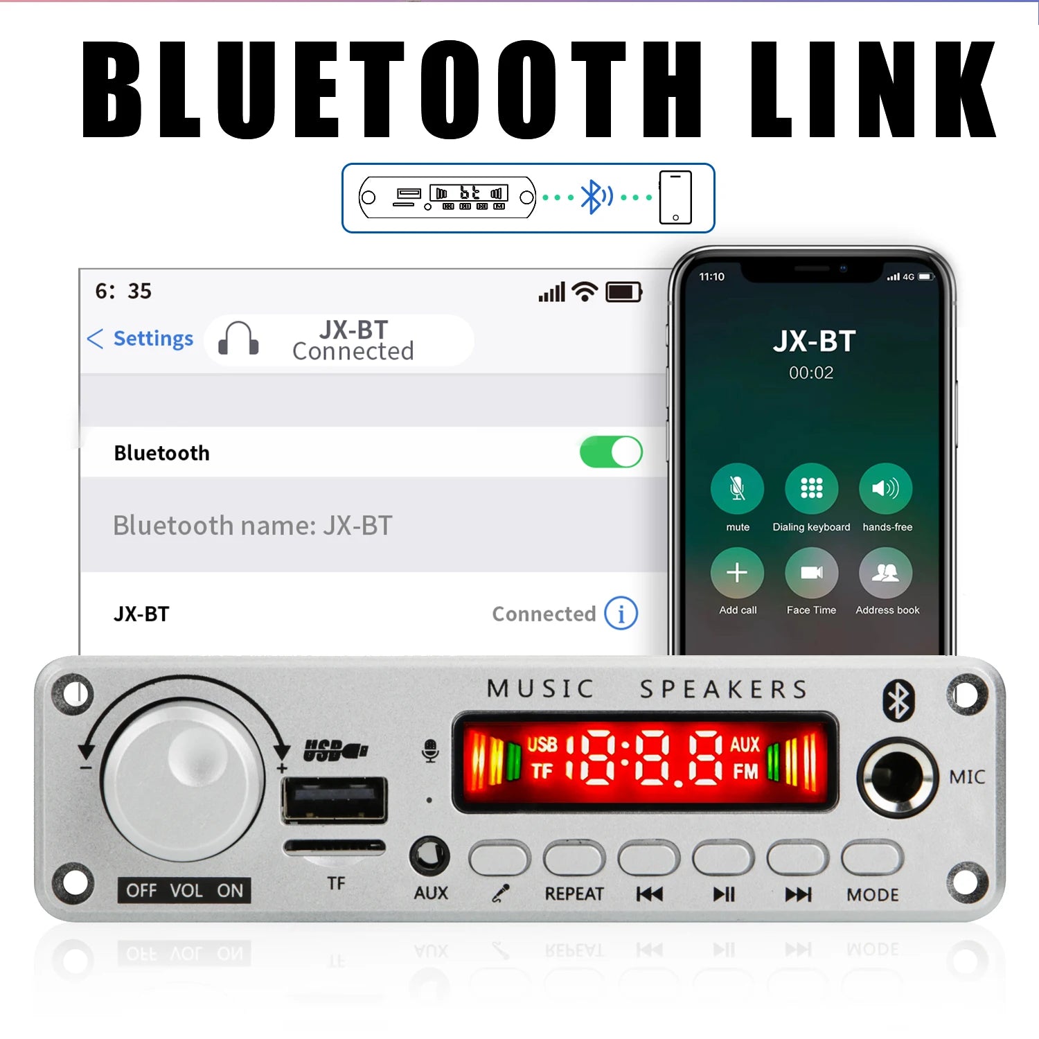 ARuiMei Carte Décodeur Amplificateur DIY TPA3116 Bluetooth 5.0 50W/200W MP3 FLAC USB TF FM – CLEVI Paris