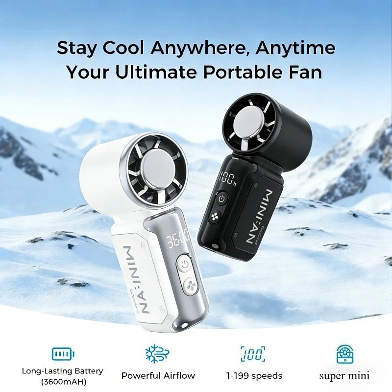 Mini ventilateur à main rechargeable 3600 mAh – CLEVI Paris