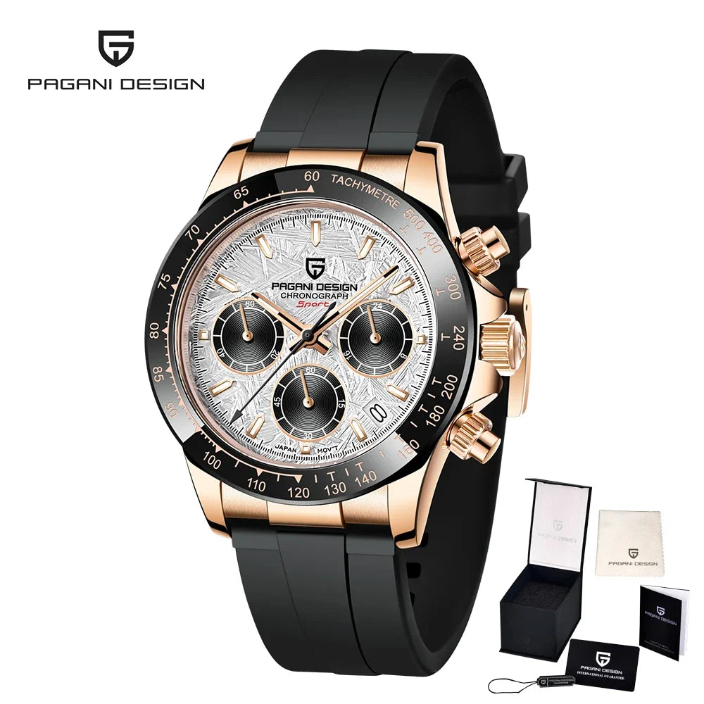 PAGANI DESIGN PD-1664 Montre Homme Chronographe Quartz Cadran Météorite Verre Saphir 10 ATM Lumineux 7 Coloris – CLEVI Paris