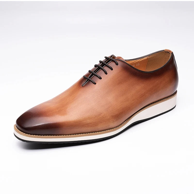 Oxford Homme Cuir Véritable Fait Main Bout Pointu Marron – CLEVI Paris