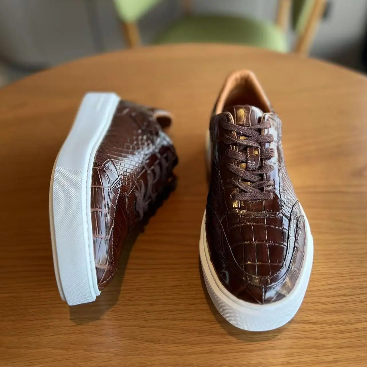 Sneakers Homme Cuir de Crocodile Véritable Casual Imperméables – CLEVI Paris