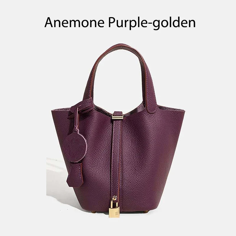 Sac Seau Femme Cuir Véritable TOGO Cadenas & Foulard Décoratif – CLEVI Paris