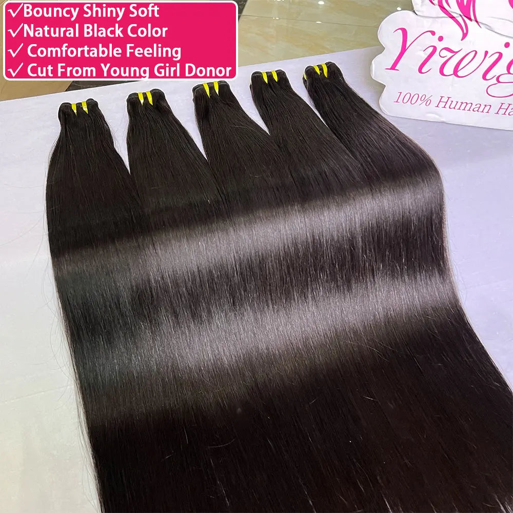 Bundles Bone Straight Cheveux Humains Vietnamiens Virgin Hair 100% Double Weft Noir Naturel 10-36 Pouces – CLEVI Paris
