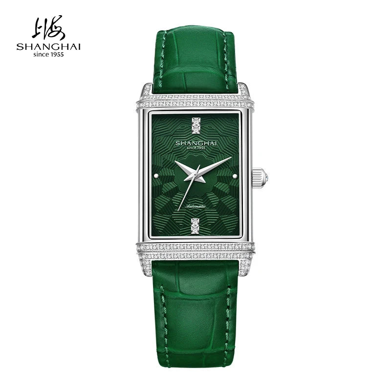 Shanghai Watch 22MT Montre Automatique Femme Rectangulaire Saphir Cuir 25x41mm – CLEVI Paris