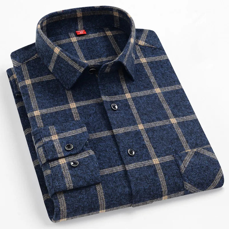 Chemise Homme Manches Longues Coton Carreaux Style Britannique – CLEVI Paris