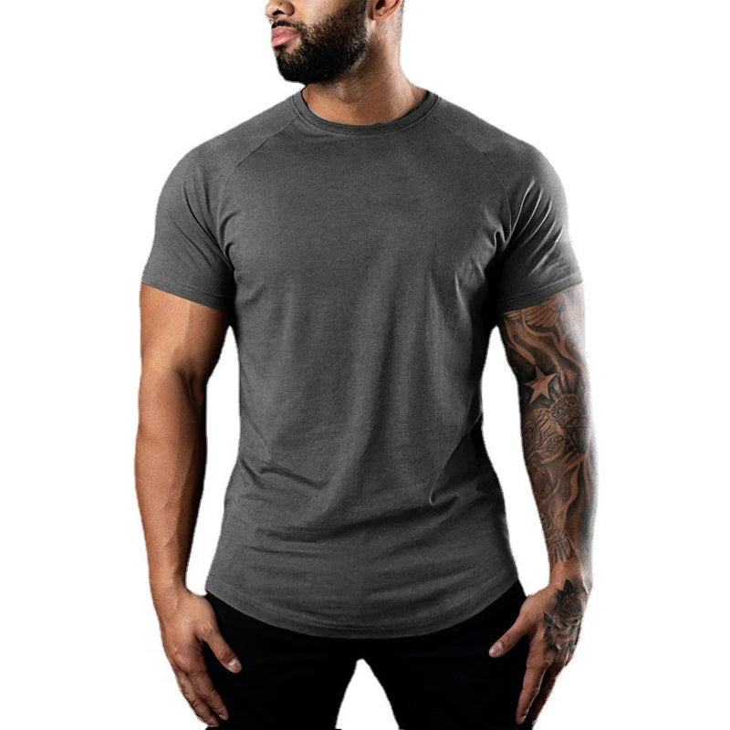 T-Shirt Homme Coton Col Rond Manches Courtes Slim Fit Sport Fitness Gym 6 Coloris – CLEVI Paris