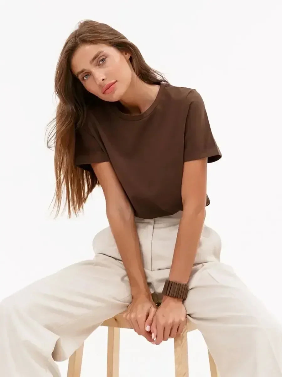 T-shirt Femme 100% Coton — Coupe Loose Manches Courtes | CLEVI Paris