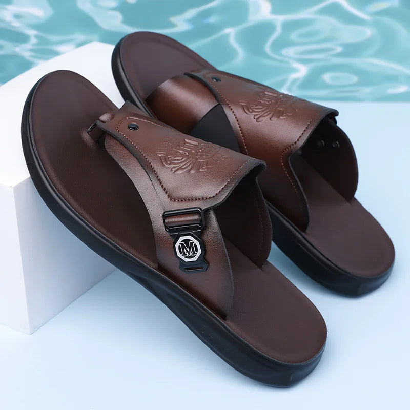 Tongs Homme Été – Antidérapantes, Légères, Style Rétro | Blanc, Noir ou Marron Foncé