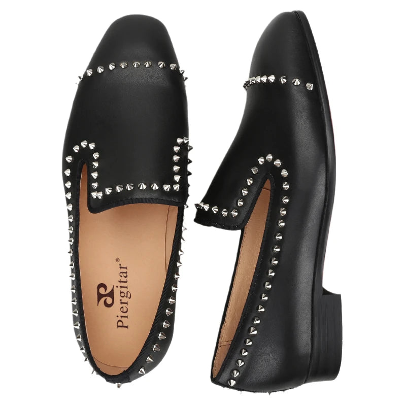 Loafers Cuir de Veau Rivets Homme Semelle Rouge Fait Main – CLEVI Paris