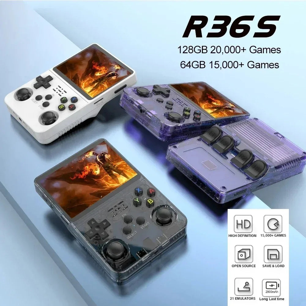 Console de Jeu Rétro R36S – Écran IPS 3,5", 64 Go 15 000+ Jeux / 128 Go 20 000+ Jeux