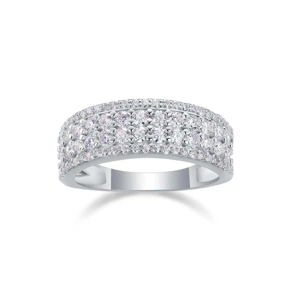 Bague Double Rang Moissanite Pavé Argent 925 – CLEVI Paris