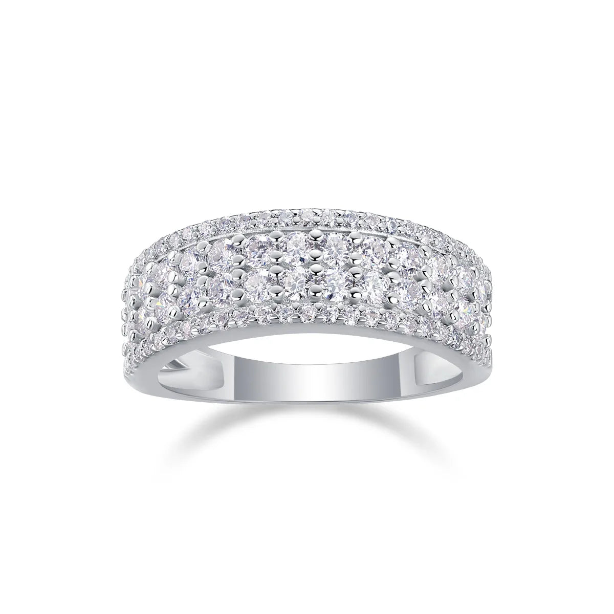 Bague Double Rang Moissanite Pavé Argent 925 – CLEVI Paris