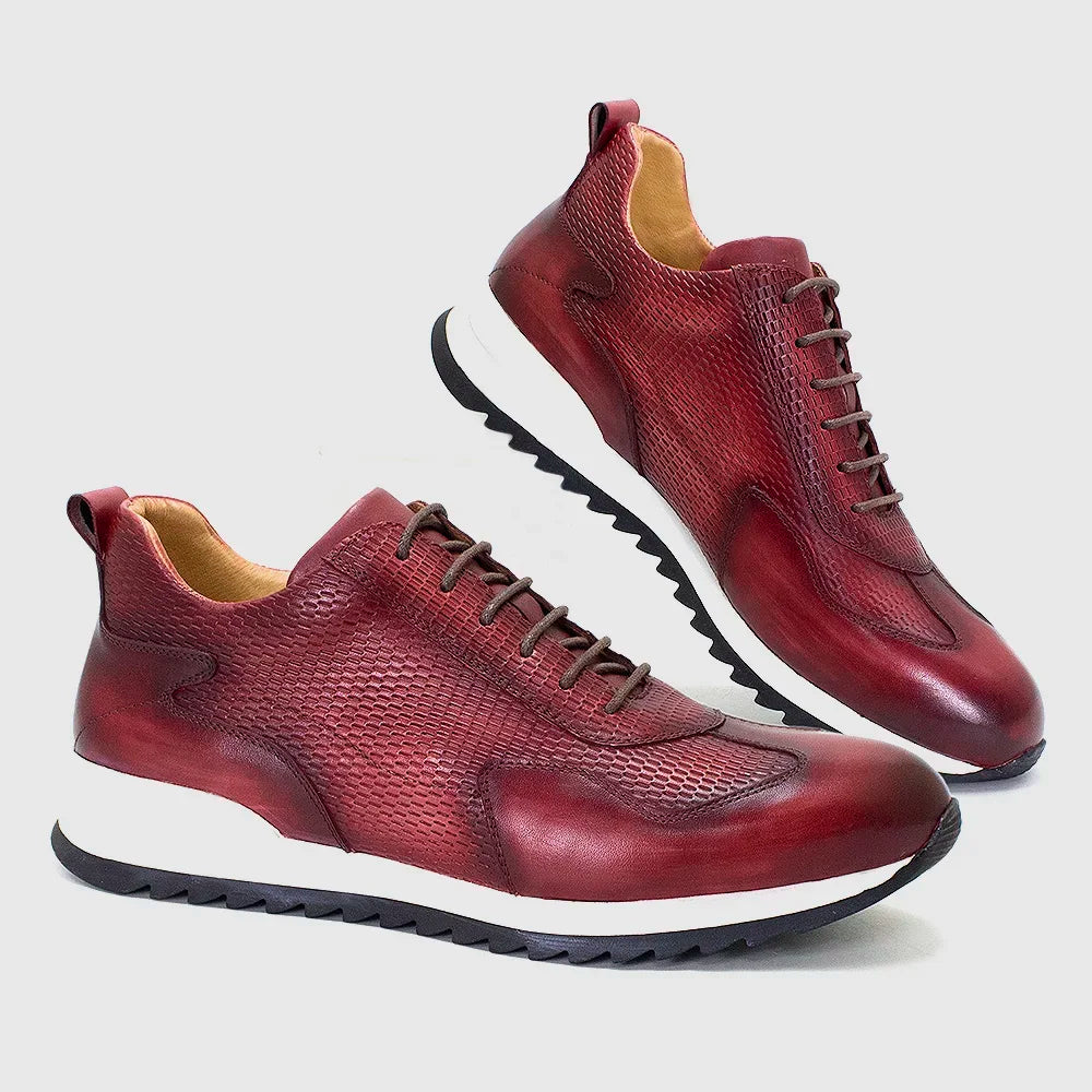 Sneakers Homme Cuir Véritable Fait Main Lacets Respirant Casual 2 Coloris – CLEVI Paris