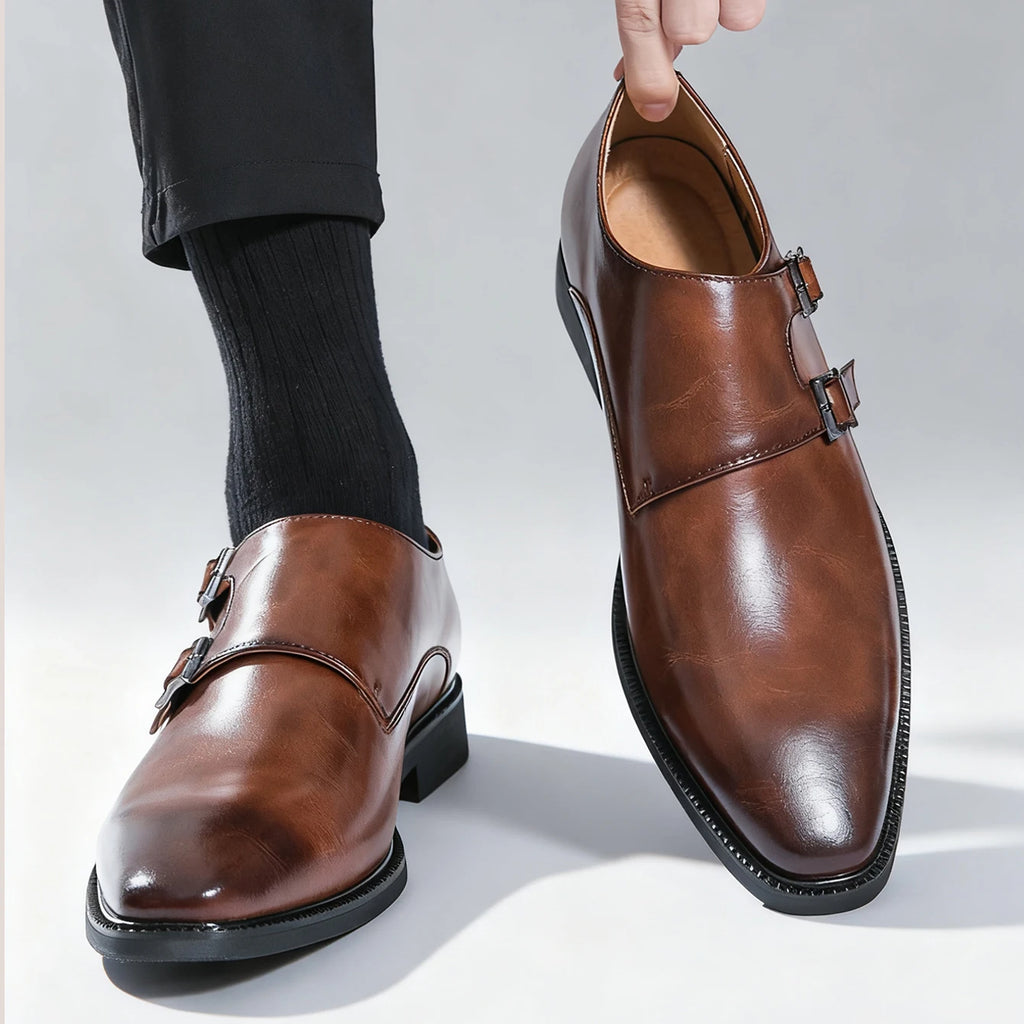 Oxford Monk-Strap Homme Bout Pointu Style Rétro | Business Mariage EU 38-46
