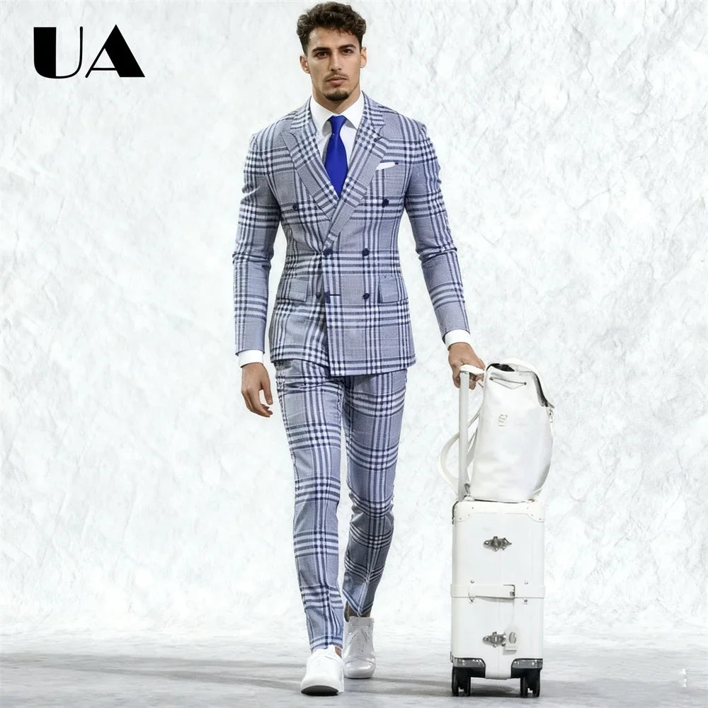 Costume Gris à Carreaux Homme 2 Pièces – CLEVI