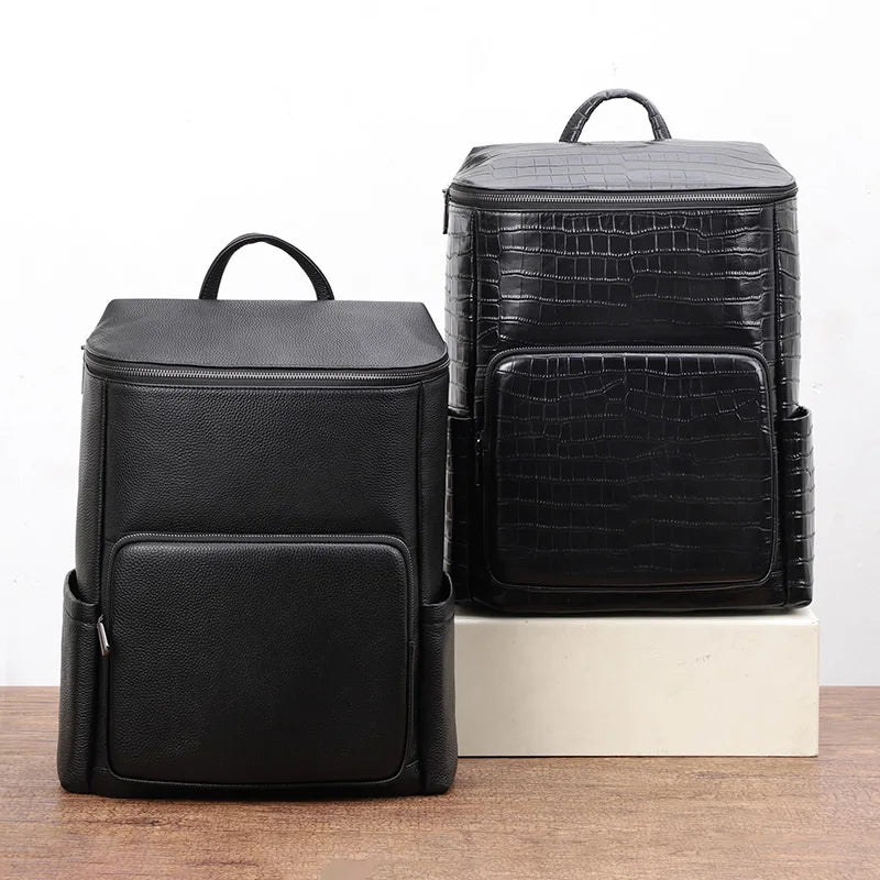 Sac à Dos Homme Cuir Vache Véritable Motif Alligator 36-55L – CLEVI Paris