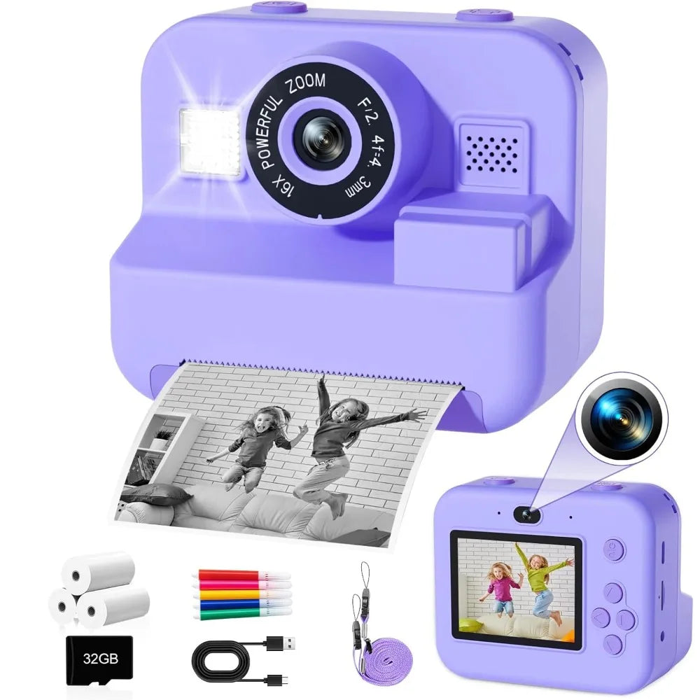 Appareil Photo Instantané Enfant 48MP – Impression Thermique, Écran 2.4", Vidéo 1080P