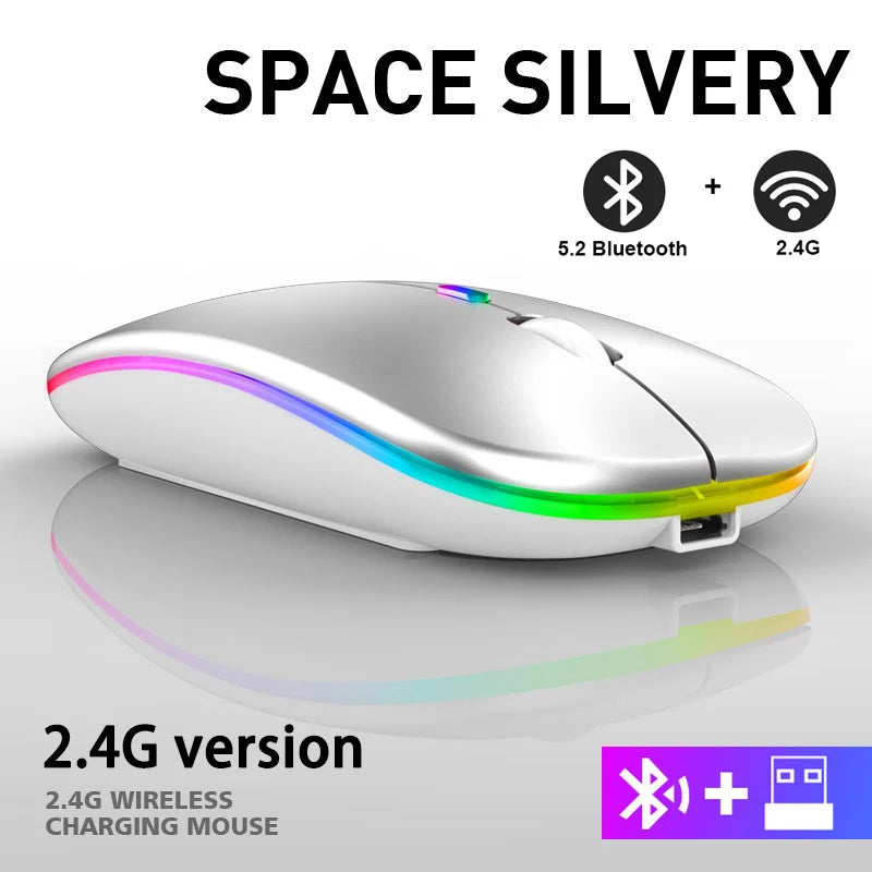 Souris Bluetooth Sans Fil HXSJ — Double Mode 2.4GHz, RGB, 1600 DPI, Rechargeable, PC & Mac | CLEVI Paris