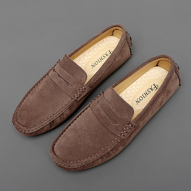 Mocassins Homme Cuir Suédé Yeinshaars – Chaussures Plates Confortables Slip-On – CLEVI Paris