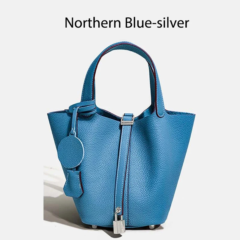 Sac Seau Femme Cuir Véritable TOGO Cadenas & Foulard Décoratif – CLEVI Paris