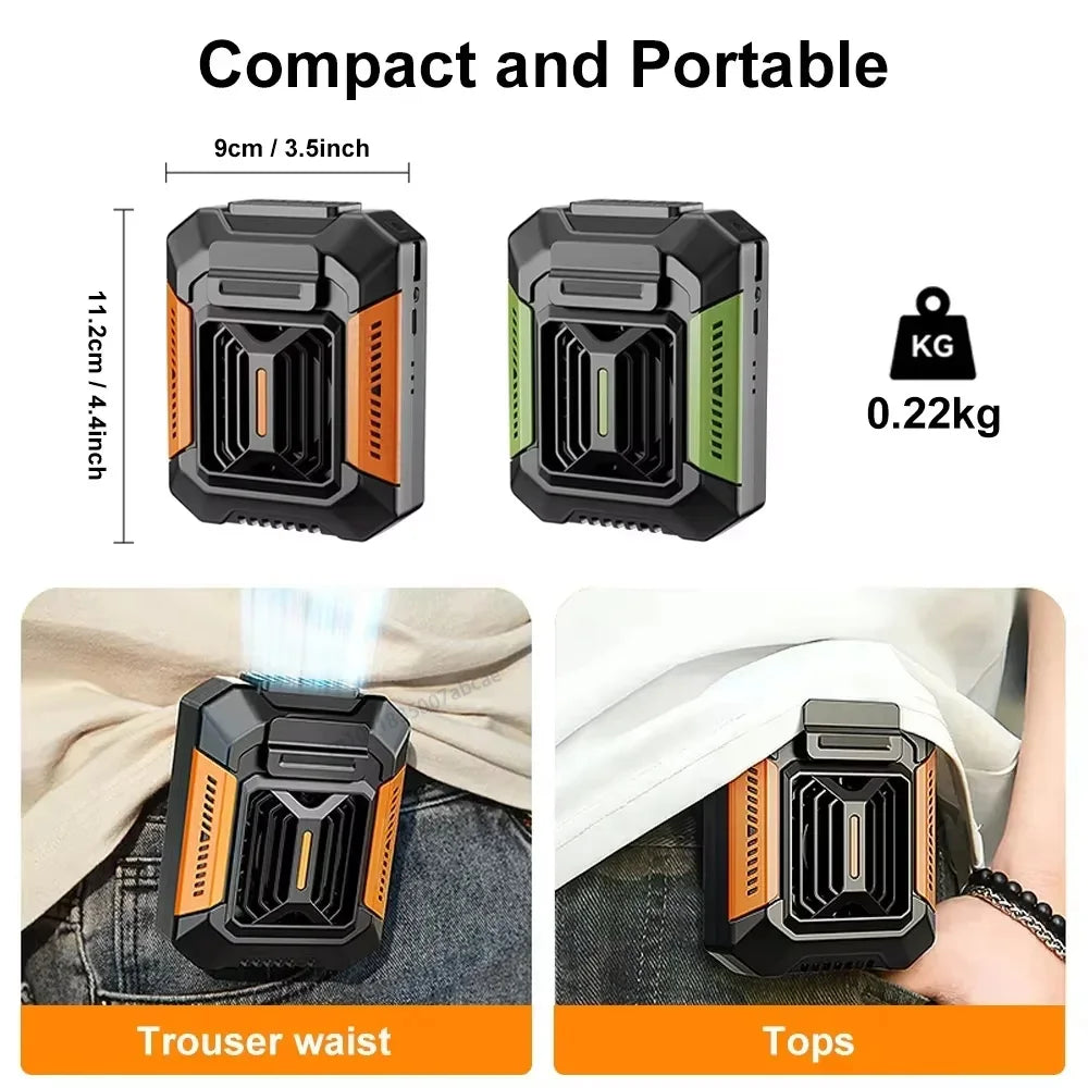 Ventilateur Portable Ceinture – Power Bank & Lampe Torche Intégrés
