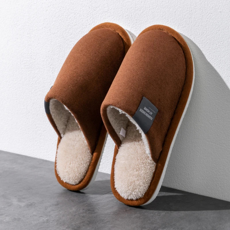 Chaussons d'Hiver Homme Antidérapants – Semelle EVA, Doublure Peluche & Confort Plat