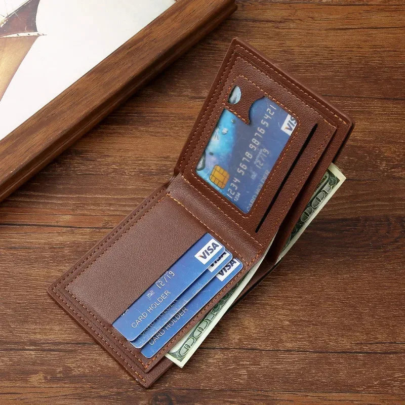 Portefeuille Homme Fin Cuir PU | Format Court, Minimaliste, Porte-Cartes & Billets, 3 Coloris – CLEVI Paris