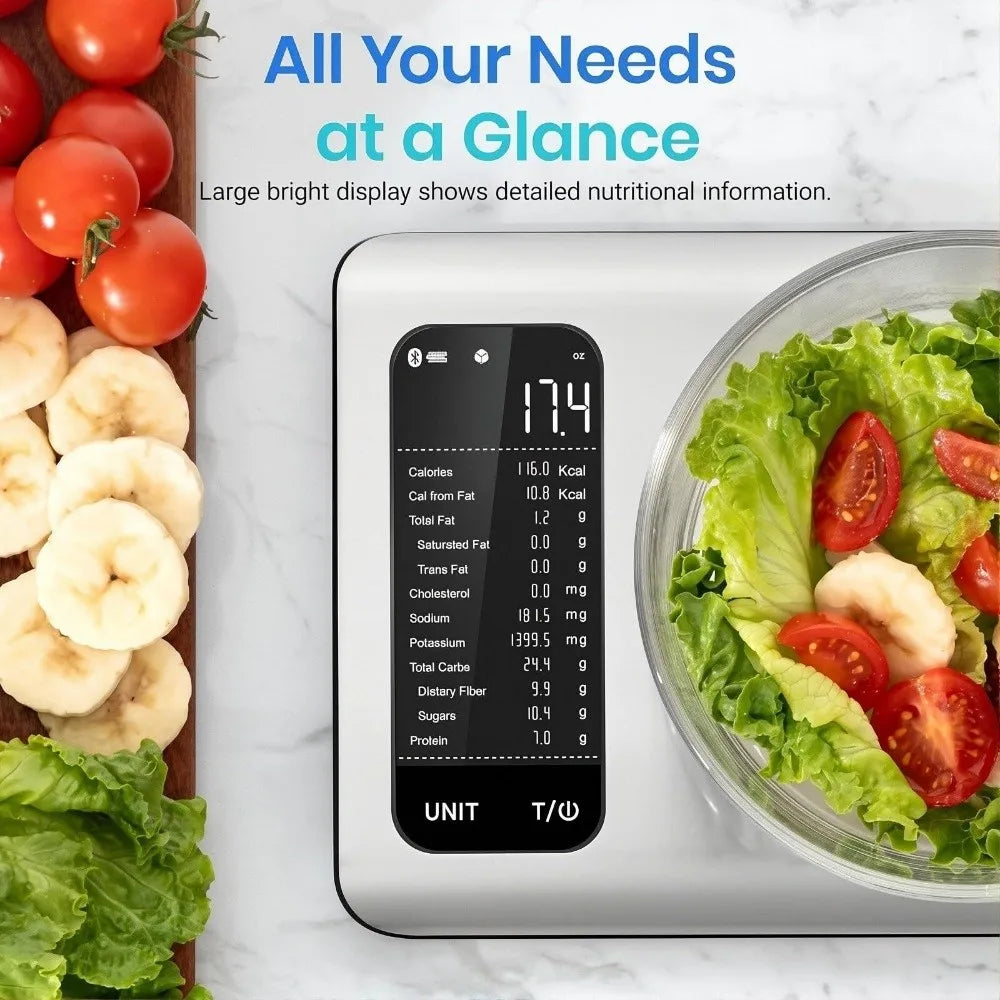 Balance de Cuisine Numérique Connectée | Inox 304, Précision 0,1 g, Suivi Nutritionnel – CLEVI Paris