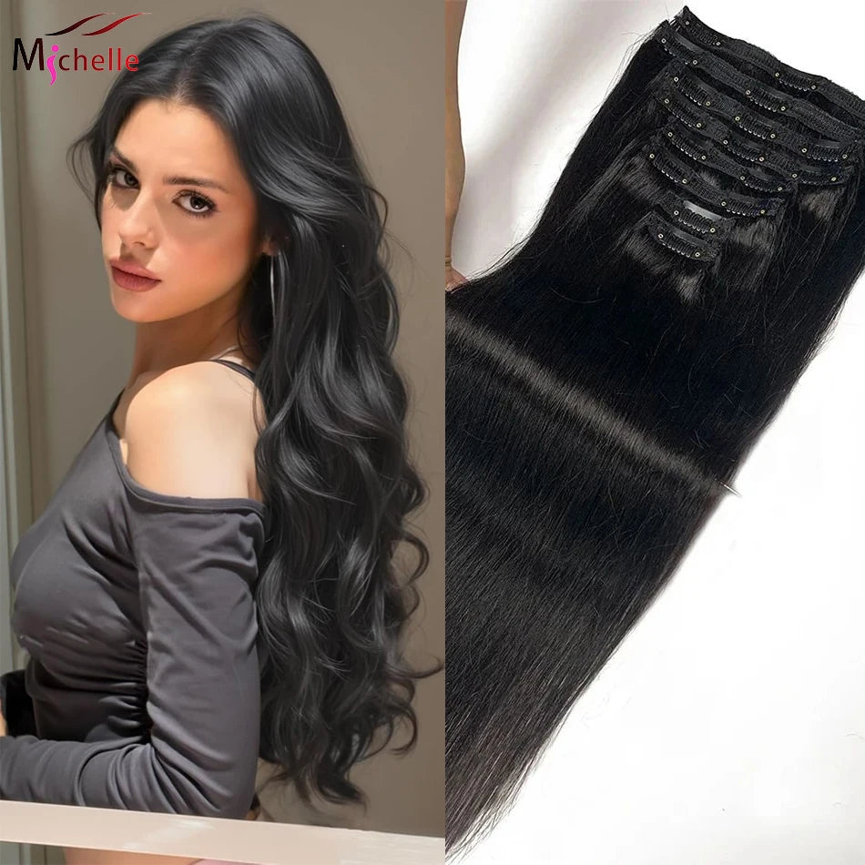 Extensions clip-in lisses en cheveux humains – CLEVI Paris