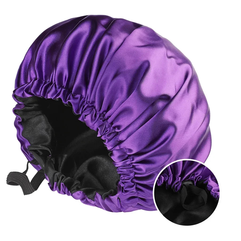 Bonnet de Nuit Double Couche Satin Réversible — CLEVI Paris