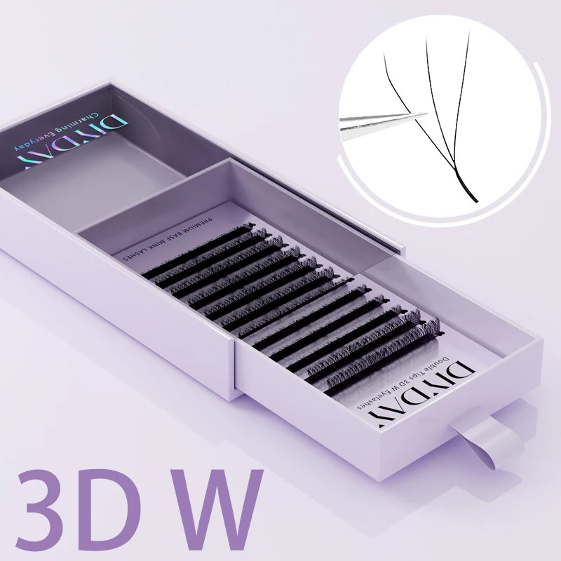 Extensions de Cils en W | 3D 4D 5D 6D, Cheveux Synthétiques, Courbures C & D, 8–15 mm – CLEVI Paris
